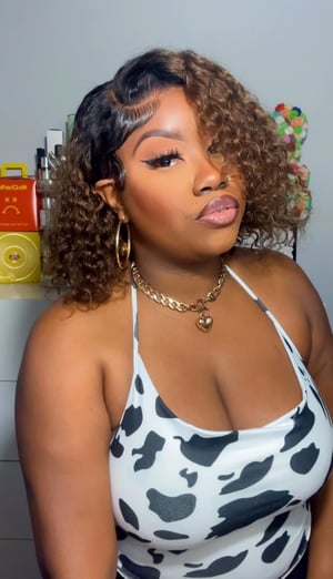 Image of Brown Ombré 7x5 Curly Bob Wig in 12”