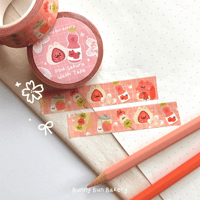 Image 2 of Pink Sakura Strawberry Cat Washi Tape 