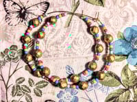 Image 9 of Rainbow Light Blue, Red, Orange, Ocean Blue, and Gold Multicolor Beaded Large Hoop Earrings
