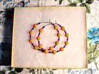 Image 7 of Daisy Orange, Sapphire Blue, Ocean Blue, and Red Multicolor Beaded Medium Hoop Earrings