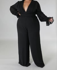 Image 1 of Plus V Neck Lace Jumpsuit
