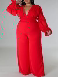 Image 2 of Plus V Neck Lace Jumpsuit