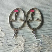 Image 11 of Silver Abstract Linear Face Earrings 