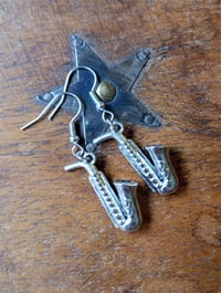 Image 2 of Silver Saxophone Charm Earrings