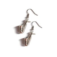 Image 10 of Silver Saxophone Charm Earrings