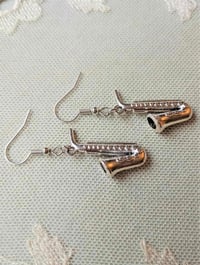 Image 4 of Silver Saxophone Charm Earrings