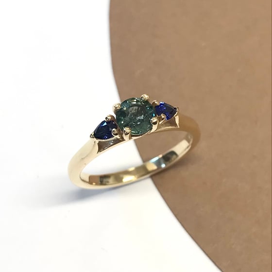 Image of Round + pear sapphire trio