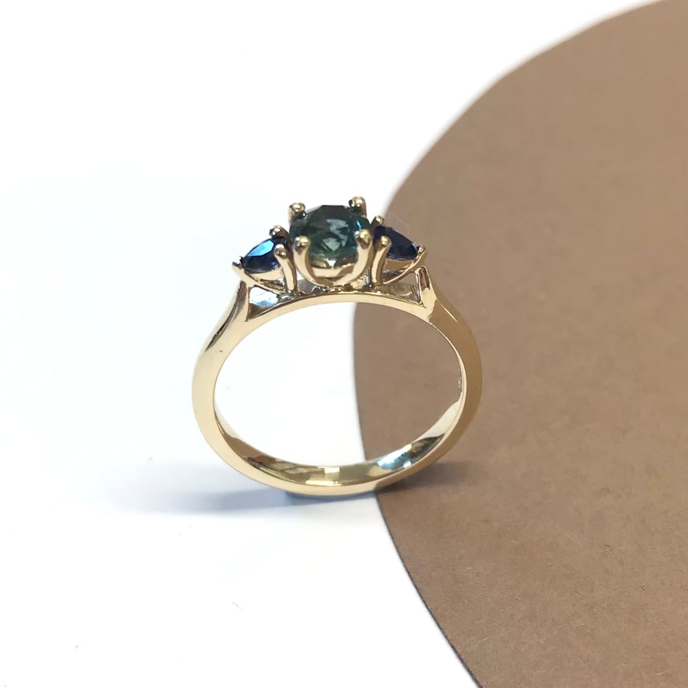 Image of Round + pear sapphire trio