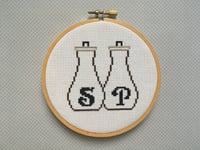 Image 1 of Retro Salt and Pepper Shakers Cross Stitch Pattern PDF