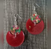 Red crescent moon resin dangle earrings/Half moon earrings/Resin jewelry/Gift for her 