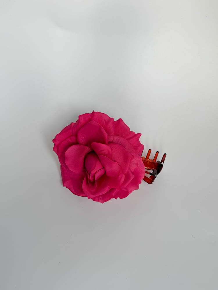 Image of large pink rose claw clip