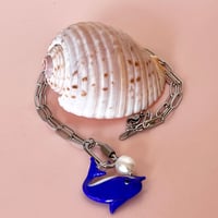 Image 1 of Dolphin and Pearl Carabiner Necklace - Gold or Stainless