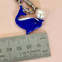 Image 4 of Dolphin and Pearl Carabiner Necklace - Gold or Stainless