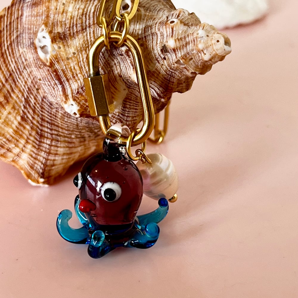 Image of Cutie Pie Octopus and Pearl Carabiner Chain