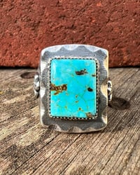 Image 2 of WL&A Handmade Patagonia Blue (AZ) Thunderbird Signet Ring - Size 12 