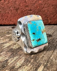 Image 1 of WL&A Handmade Patagonia Blue (AZ) Thunderbird Signet Ring - Size 12 