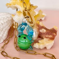 Image 1 of Crab and Pearl Carabiner Paperclip Chain - Gold or Stainless