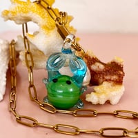 Image 2 of Crab and Pearl Carabiner Paperclip Chain - Gold or Stainless