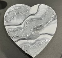 Image 1 of Silver/grey geode heart