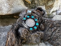 Image 1 of Sleeping Beauty / Buffalo Nickel Feather Pendant