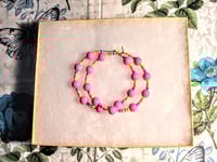 Image 7 of Carnation Pink, Lavender, Orange, Blue, and Yellow Multicolor Beaded Medium Hoop Earrings