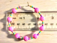 Image 2 of Carnation Pink, Lavender, Orange, Blue, and Yellow Multicolor Beaded Medium Hoop Earrings
