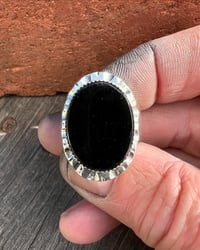 Image 3 of WL&A Handmade Black Onyx Oval Signet Ring - Size 10