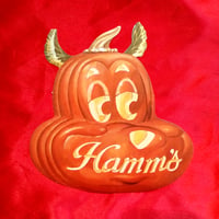 Image 1 of Hamm's Beer - Jack O'lantern Halloween Paper Mask with bar stool advertisement popup (1990s) 