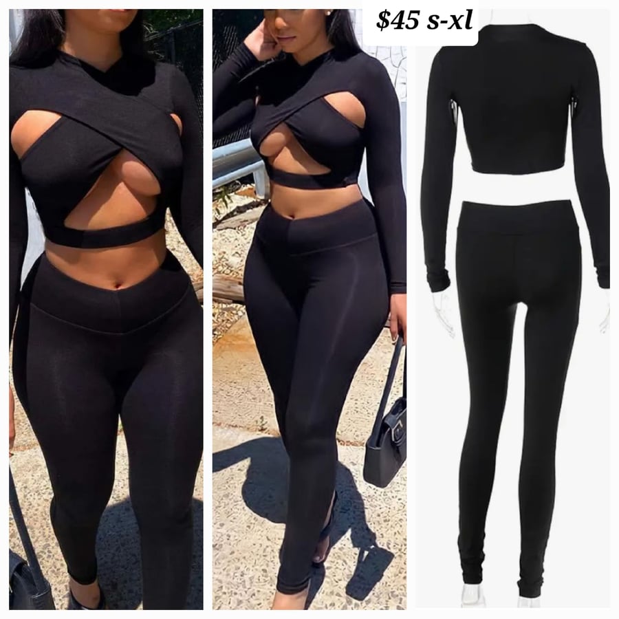 Image of $45 black long sleeve pant set