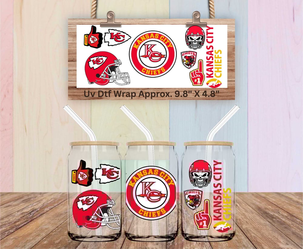 Image of Kansas City Chiefs Football Uv Dtf Cup Wraps Choice of 3