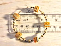 Image 2 of Sunflower Yellow, White, Blue, Amber, and Gold Multicolor Beaded Medium Hoop Earrings