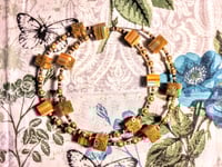 Image 10 of Sunflower Yellow, White, Blue, Amber, and Gold Multicolor Beaded Extra Large Hoop Earrings