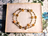 Image 8 of Sunflower Yellow, White, Blue, Amber, and Gold Multicolor Beaded Extra Large Hoop Earrings