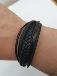 Image 5 of Men's Bracelet ANA Collection Fashion Jewelry Classic Black Tubular Double