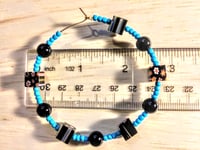Image 2 of Black-Orange Multi, Ocean Blue, and Onyx Black Multicolor Beaded Large Hoop Earrings