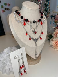 Image 1 of Dracula inspired choker necklace and earrings set, castlevania inspired jewellery
