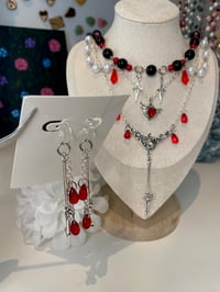 Image 2 of Dracula inspired choker necklace and earrings set, castlevania inspired jewellery