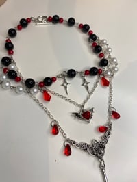 Image 3 of Dracula inspired choker necklace and earrings set, castlevania inspired jewellery