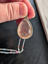 Image 2 of Peach teardrop cabochon fluid art pendant necklace 