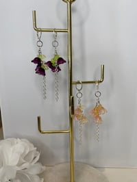 Image 1 of Flower dangle earrings, bellflower earrings, fairycore earrings, 