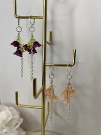 Image 2 of Flower dangle earrings, bellflower earrings, fairycore earrings, 