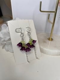 Image 3 of Flower dangle earrings, bellflower earrings, fairycore earrings, 