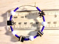 Image 2 of Black-Orange-Blue Multi, Royal Blue, and White Multicolor Beaded Medium Hoop Earrings
