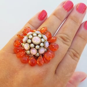 Vintage Opal & Carnelian Ring