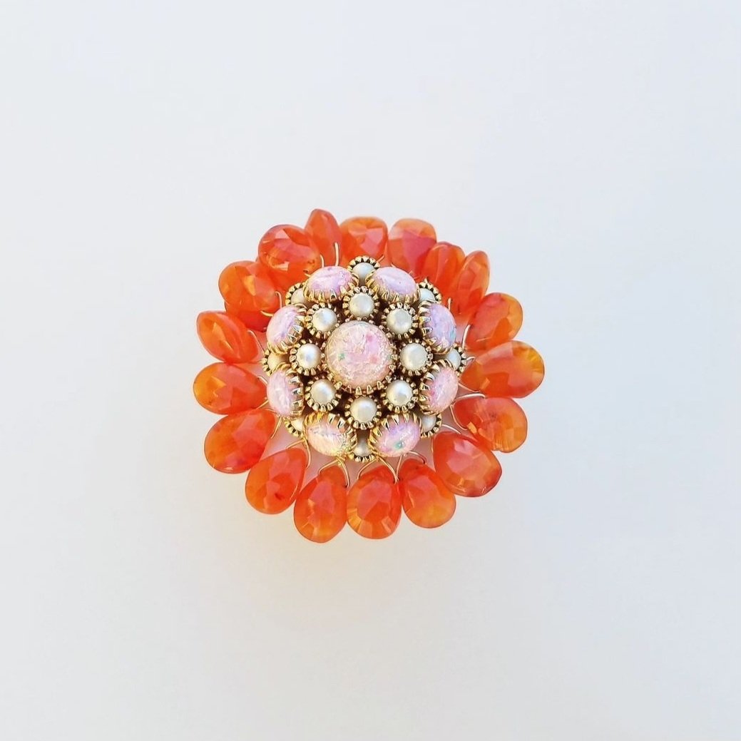 Vintage Opal & Carnelian Ring