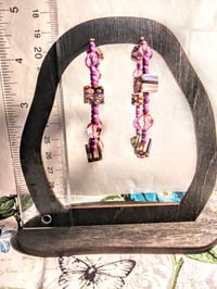Image 5 of Brown-Orange-White Multi, Lavender, Pink, and Red Multicolor Beaded Large Hoop Earrings