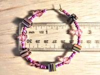 Image 2 of Brown-Orange-White Multi, Lavender, Pink, and Red Multicolor Beaded Large Hoop Earrings