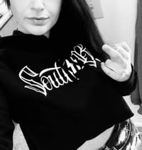 Image 6 of BLACK AND WHITE SUPPORTER WOMANS CROP TOP HOODIE