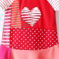 Image 4 of glitter puffy paint heart valentines day 3T courtneycourtney dress short sleeve red pink dots stripe
