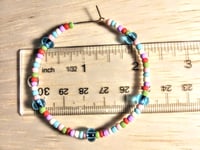 Image 2 of Sky Blue, Pink, White, and Lavender Multicolor Beaded Medium Hoop Earrings